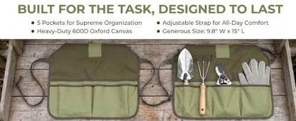 Gardening Apron with 5 Pockets Canvas Tool Apron with Adjustable Straps Waterproof Work Apron for Gardening DIY & Floral Arranging - color: Apron