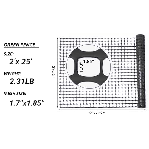 PotatoLife 2'x25' Plastic Mesh Fence for Garden with 50 Zip Ties, Black - color: Black, size: 2' x 25' (Regular)