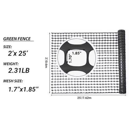 PotatoLife 2'x25' Plastic Mesh Fence for Garden with 50 Zip Ties, Black - color: Black, size: 2' x 25' (Regular)