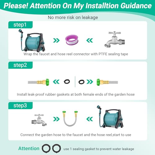 Short Metal Garden Hose with Female to Female Connector， Stainless Steel Small Leader Hose for Hose Reel, Outdoor Water Hose Extension Adapter (3 ft) - size: 3 ft