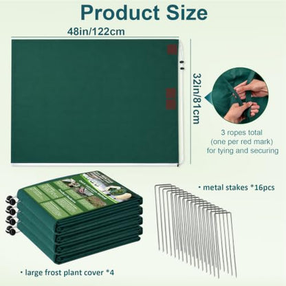 Plant Freeze Protection Covers for Winter Plants Gardens Frost, Sun, Pests - size: 4 32×48in