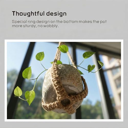Macrame Plant Hanger Indoor, 23" No Tassel Hanging Plant Holder, Sturdy Flower Pot Holder with Hooks - Brown (Pot NOT Included) - color: Brown, size: 23"-1pc
