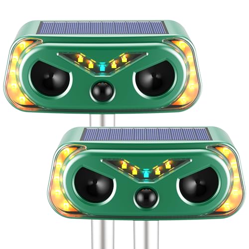 2026 New Solar Ultrasonic Animal Repellent Outdoor, Cat Repellent Outdoor with Motion Detection, Rabbit for Yard Garden Farm, Rabbit,Squirrel,Deer,Raccoon, Rodent Deterrents Animal Repeller, 2 Pack - size: 2pack