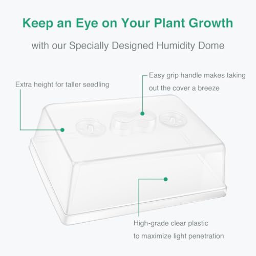 SOLIGT Thick Plastic 5-Set Strong Seed Starter Trays with 5" Humidity Domes - size: 5 Set