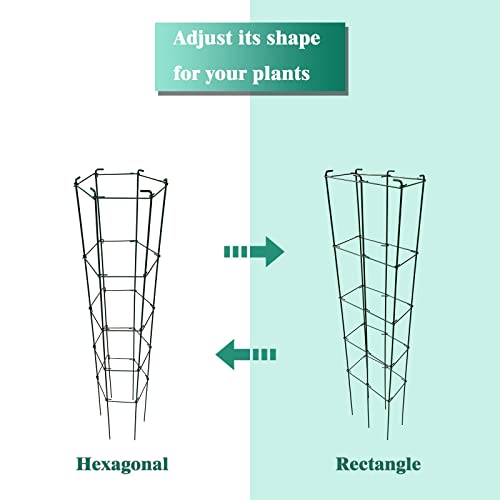 46 Inch Height 3PCS PVC Green Hexagon Folding Tomato Cage,Climbing Plant Support Tower Vegetable Stake Trellis - size: 46in Hex-PVC Green-3Pack