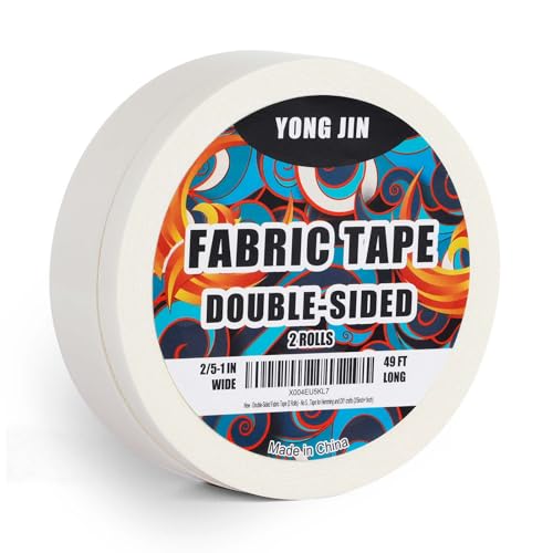 YONGJIN Double-Sided Fabric Tape,Hem Tape No Sew No Iron, 2/5"+1" (2 Rolls) - size: 2/5inch+1inch