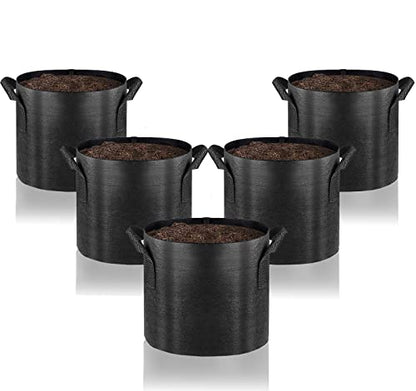 Gardenera Premium Aeration Fabric Pots - 2 Gallon Grow Bags for Vegetables, Flowers, and Plants (Black), Made with Durable and Breathable Fabric Material - Set of 5 - color: 5-pack, size: 2 Gallons