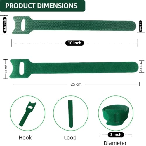 100Pcs 10-Inch Green Adjustable Plant Ties, Christmas Garland Ties - size: 10 in x 0.5 in
