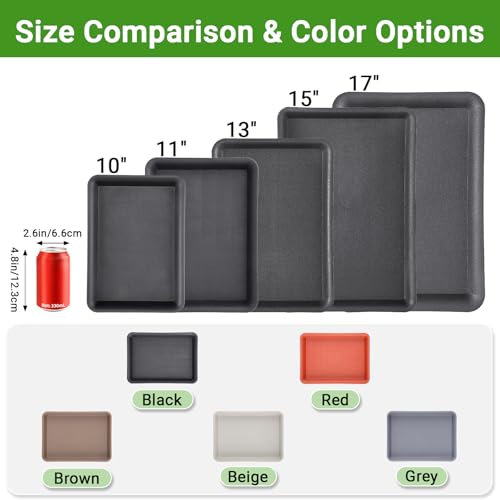 Greaner Black Plastic Plant Saucer, 17 Inch Trays for Plants, Flower Pot No Holes Plant Drip Trays, Heavy Duty Plastic Plant Saucers for Indoors Outdoors - color: Black, size: 17 Inch