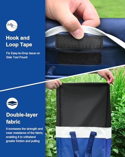 KVR Garden Kneeler and Seat Heavy Duty, 7-Piece Foldable Gardening Bench & Stool Set with 3 Aluminum Tools, 2 Secure Tool Pouches and Double-Layer Tote Bag, Gift for Seniors - color: Blue