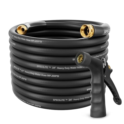 SPECILITE 3/4" Hot/Cold Garden Water Hose 100 ft, -50℉-158℉, Black - size: 3/4in x 100ft