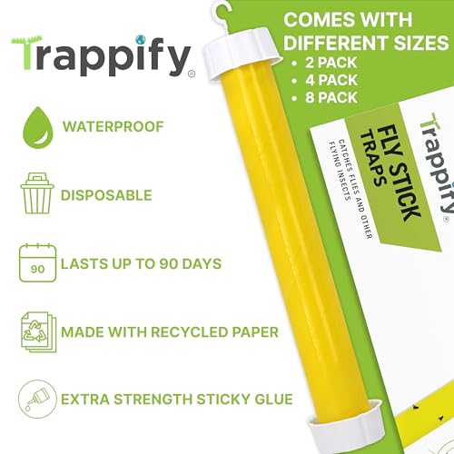 Trappify Hanging Fly Trap & Fruit Fly Traps for Indoors, Yellow, 4 Pack - size: Pack 4