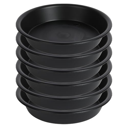 12 Inch Plastic Classic Plant Saucer, 6 Pack Plant Trays for Pots, Extra-Deep Plant Water Dray Tray, 12",Black - color: Black, size: 12"(6Pack)