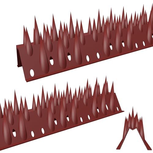 Bird Spikes, Brown, 24 Pack, New Roof Overhang Spikes, Pigeon Spikes for Fence,Outdoor, Garden,Keep Raccoon Seagull Away, Cat Fence Anti Climb, 23.6 Feet - color: Brown, size: 23.6 Feet