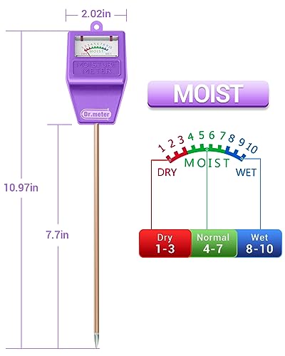 Dr.meter Soil Moisture Meter for Plants, Plant Water Gauge Test Kit - color: Purple