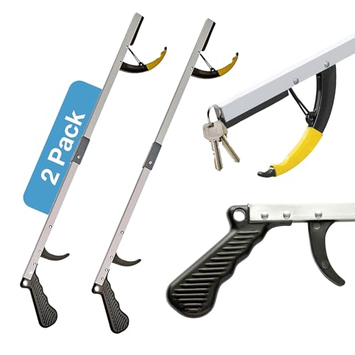 Sammons Preston Reacher, 26" Lightweight Grabber Reacher Tool with Magnetic Tip, Ergonomic Grip & Claw Jaw, Portable Reaching Aid for Seniors, Daily Living & Home Use, Standard Silver, Folding, 2 pack - color: 26" Folding, size: 2 Pack
