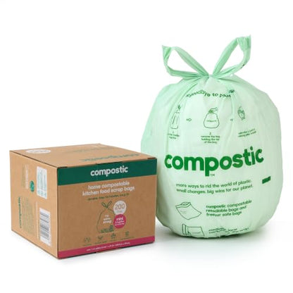 Compostic Compostable Trash Bags, 1.6 Gallon Mini Bin, 200 Ct - size: 200 Count (Pack of 1), style: Mini 1.6 Gallon
