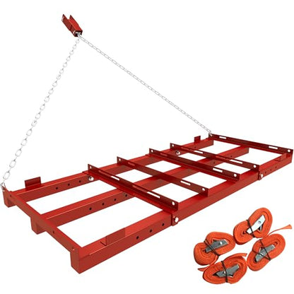 4ft Heavy Duty Drag Harrow for ATV, UTV, Tractor - Adjustable Tow Behind Leveling Rake with Weight Tray for Driveway Grader, Lawn, Field, Pasture, Food Plot Maintenance, Red(48 inch) - size: 4 ft