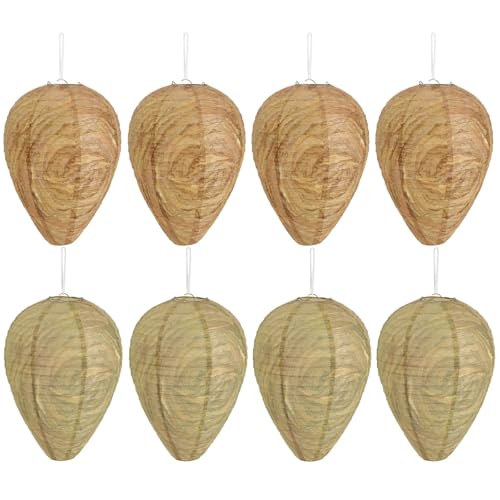 DECYOOL 8 Pack Paper Fake Wasp Nests Decoys for Yellow Jackets - color: Dark Brown, Light Brown
