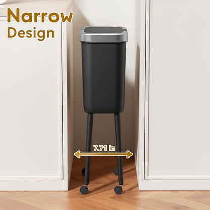 Procade Kitchen Garbage Can with Legs and Wheels,Narrow Rolling Trash Can - color: Black