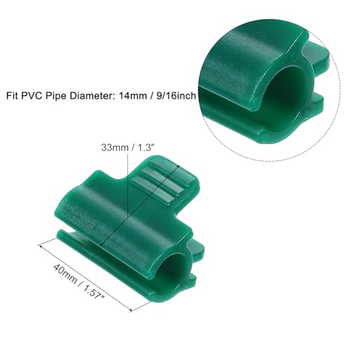 Greenhouse Clamps for 9/16inch PVC Pipe, 12pcs Greenhouse Film Clamps Shading Net Rod Clip Garden Hoops for Row Cover, Greenhouse Plastic Sheeting(Dark Green)
