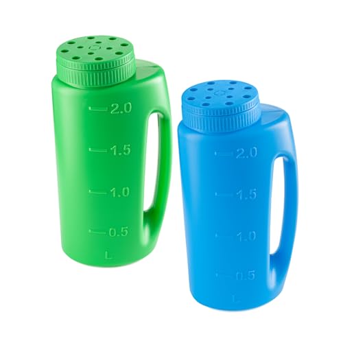Superio Handheld Spreader for Lawn and Garden Seed, Fertilizer and Ice Melt Spreader 2 Liter, Adjustable Hole Size - color: Multi