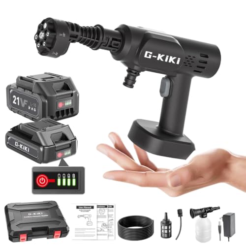 Cordless Portable Power Cleaner, Ultra-Light Handheld Spray Washer Cleaning Tool with 2 Batteries & Charger, Flexible Hose, Foam Bottle, 6in1 Nozzle, Storage Case for Home, Car, Patio, Camping, Boats