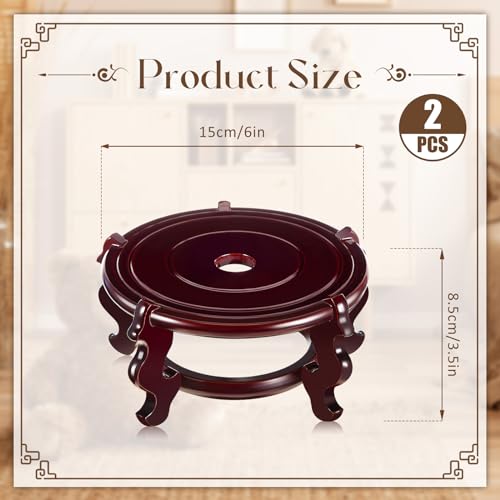 Geetery 2 Pcs 4–12 in Oriental Wooden Plant Stand Indoor Vase Stand, 6 in - size: 6 in