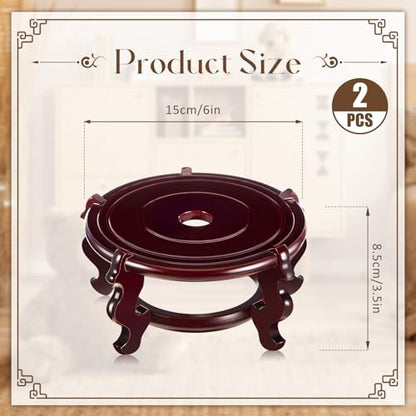 Geetery 2 Pcs 4–12 in Oriental Wooden Plant Stand Indoor Vase Stand, 6 in - size: 6 in