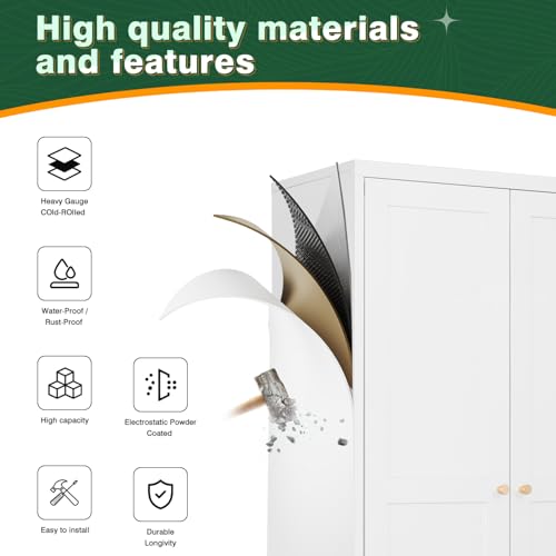 Letaya Metal Pantry Kitchen Storage Cabinet,61" H Adjustable Shelves,White - color: White, size: 14"D x 28"W x 61"H