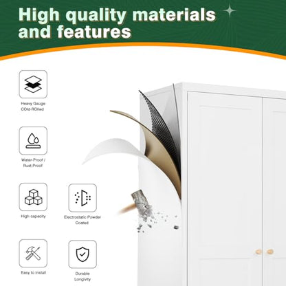 Letaya Metal Pantry Kitchen Storage Cabinet,61" H Adjustable Shelves,White - color: White, size: 14"D x 28"W x 61"H