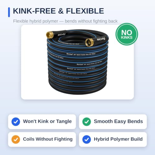 FEVONE Kink Free Garden Hose 12 ft, Heavy Duty Water Hose - size: 12FT