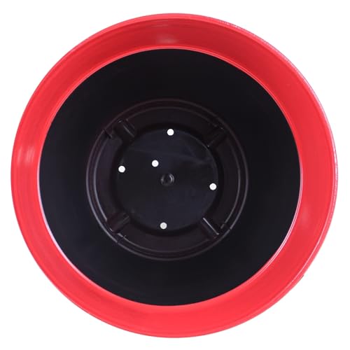 Garden Elements Indoor/Outdoor Glazed Brushed Happy Plastic Planter, Large, Bright Red, 15" - color: Bright Red