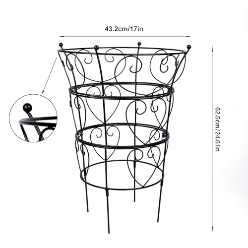Large 24.6"x17" Peony Support Rings - Metal Plant Support - color: Black, size: 24.6"x17"