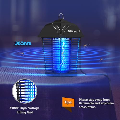 BANPESTT Plug-in Bug Zapper 4000V Indoor/Outdoor Sensor - color: Black