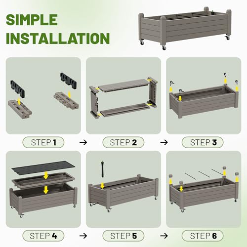 Fancyango Raised Garden Bed with Wheels 13.3" Hx2 -Gray - color: Gray, size: 13.3"Hx2