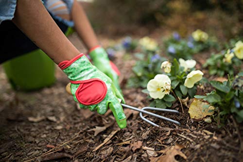 Digz Gardening Gloves, Garden Gloves for Women - color: Green Leaves Pattern, size: Medium