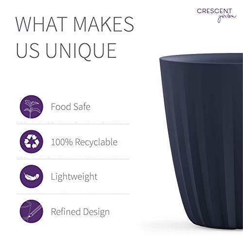 Crescent Garden Pleat Modern Decorative Planter, Indoor/Outdoor Pot, Resin Planter with Drain Hole - 15" W x 15" H (Midnight) - color: Midnight Blue, size: 15"