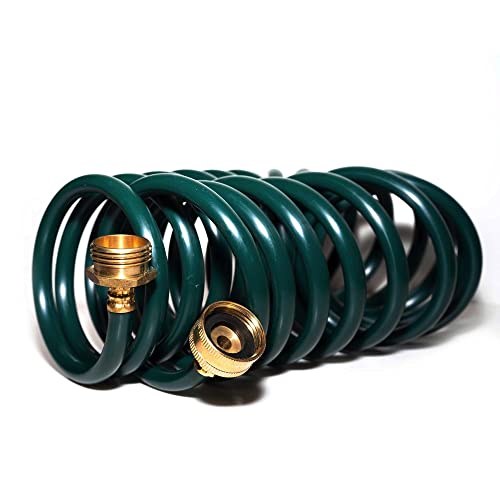 Orgrimmar 25FT Green EVA Coil Garden Hose with Metal Fittings - color: Green, size: 25 feet