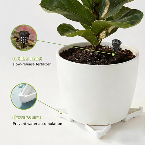 Li&Zhao 20pcs Pot Feet with 5pcs Fertilizer Cages, Plant Stand Risers for Indoor Outdoor Planters, Ceramic Pot Feet and Plant Stand Support for Gardening, Durable Pot Feet for Outdoor Planters (White) - color: 2-white