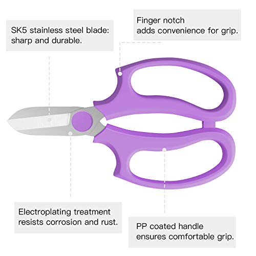 Housolution Flower Scissors, Premium Steel Garden Pruning Shears, Purple - color: Purple, size: 1 Pack