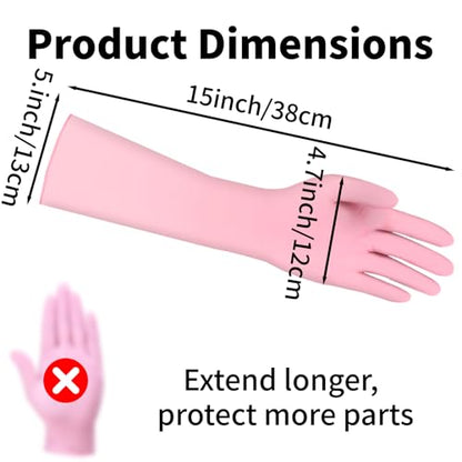 Long Sleeve 15inch Durable Nitrile Disposable Gloves Blue 30PCS - color: Pink, size: Small
