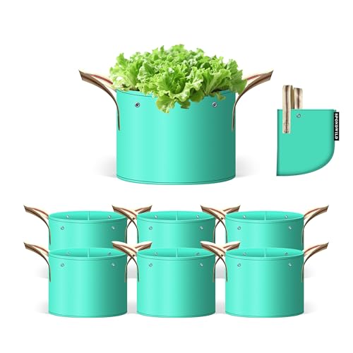 7 Pcs 5 Gallon Grow Bags, PE Garden Pots with Handles for Plants - size: 5 gallon, style: PE_Grow_Bags