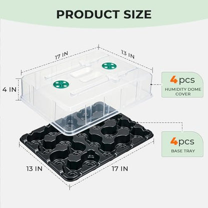 homenote 4 Pack 20 Cell Seed Starting Trays with 4 Vented Humidity Domes - size: 3 Inch, style: 4 Pack Seed Starter Tray+Humidity Dome