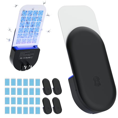 TIENBE Flying Insect Trap, 2 in 1 Indoor Plug-in Fruit Fly Trap, 4 Trap Black and 24 Glue Cards, Fruit Fly Traps for Gnat, Moth, Mosquito, Suitable for Every Part of The Home - color: Black, size: 4 Device 24 Glue Cards