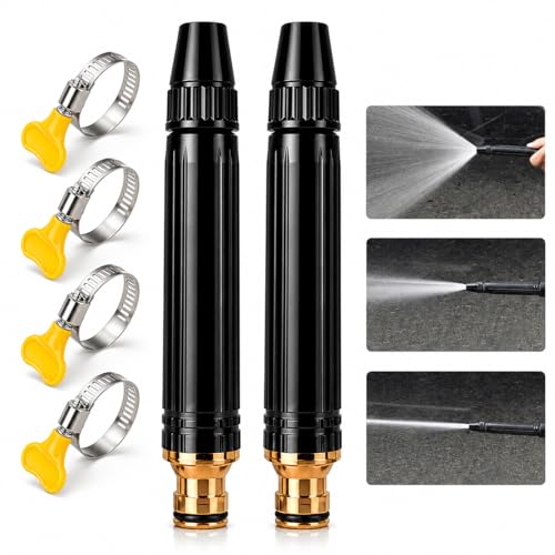2 Pack High Pressure Hose Nozzle, Home High-Pressure Car Wash Water Gun with Booster Nozzle and Hose, Adjustable Spray Patterns for Car Washing and Outdoor Cleaning