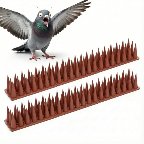 Bird & Animal Deterrent Spikes, 20 Packs Outdoor Plastic Spike Strips for Roof, Ledges, Fence, Walls & Railing, Humane Squirrel, Raccoon & Pigeon Barrier, 20 FT Coverage, Brown - color: Brown, size: 20 FT Coverage