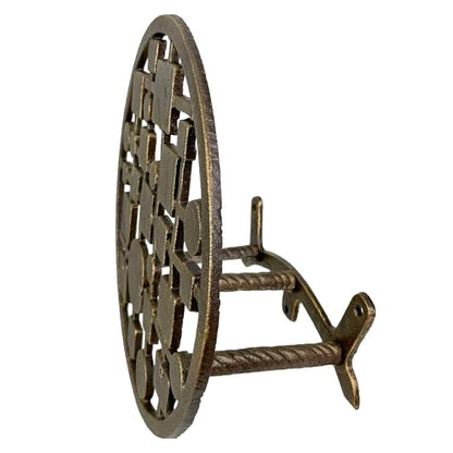 Zeckos Garden Hose Holder Circles and Squares 12 Inch Cast Iron Bronze - color: Mcm Circles & Squares - Bronze