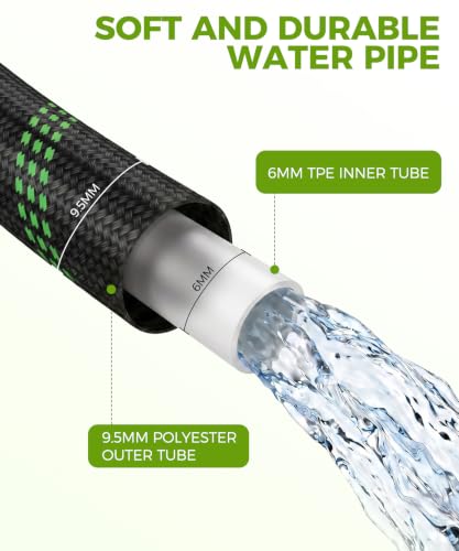 75ft Garden Hose, Non-Expandable Water Hose with 8 Function Spray Nozzle, Lightweight, Knik-Free, Burst-Resistant, Durable & Flexible 3/4" Garden Hose for Lawn, House Cleaning, Car Washing - size: 75ft