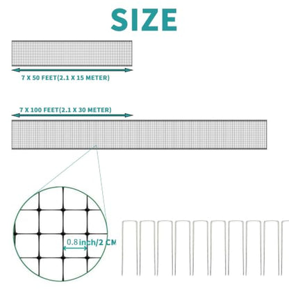 Bird Netting for Garden, Deer Fence Netting, Suitable for Protecting Vegetables and Fruit Trees, Protection Against Birds, Deer, Squirrels, and Poultry (7 * 100 Feet(2.1 * 30 Meter)) - size: 7*100 Feet(2.1*30 Meter)